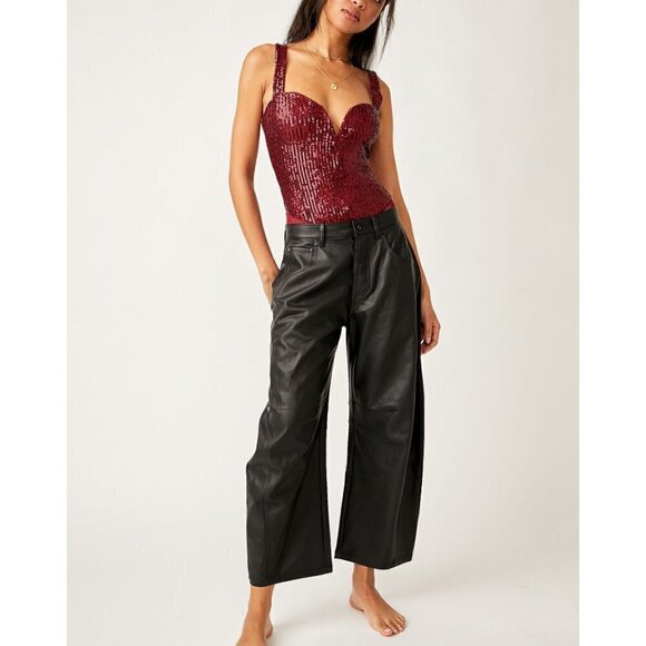Free People Tops - FREE PEOPLE Sparks Fly Bodysuit / Red Pop